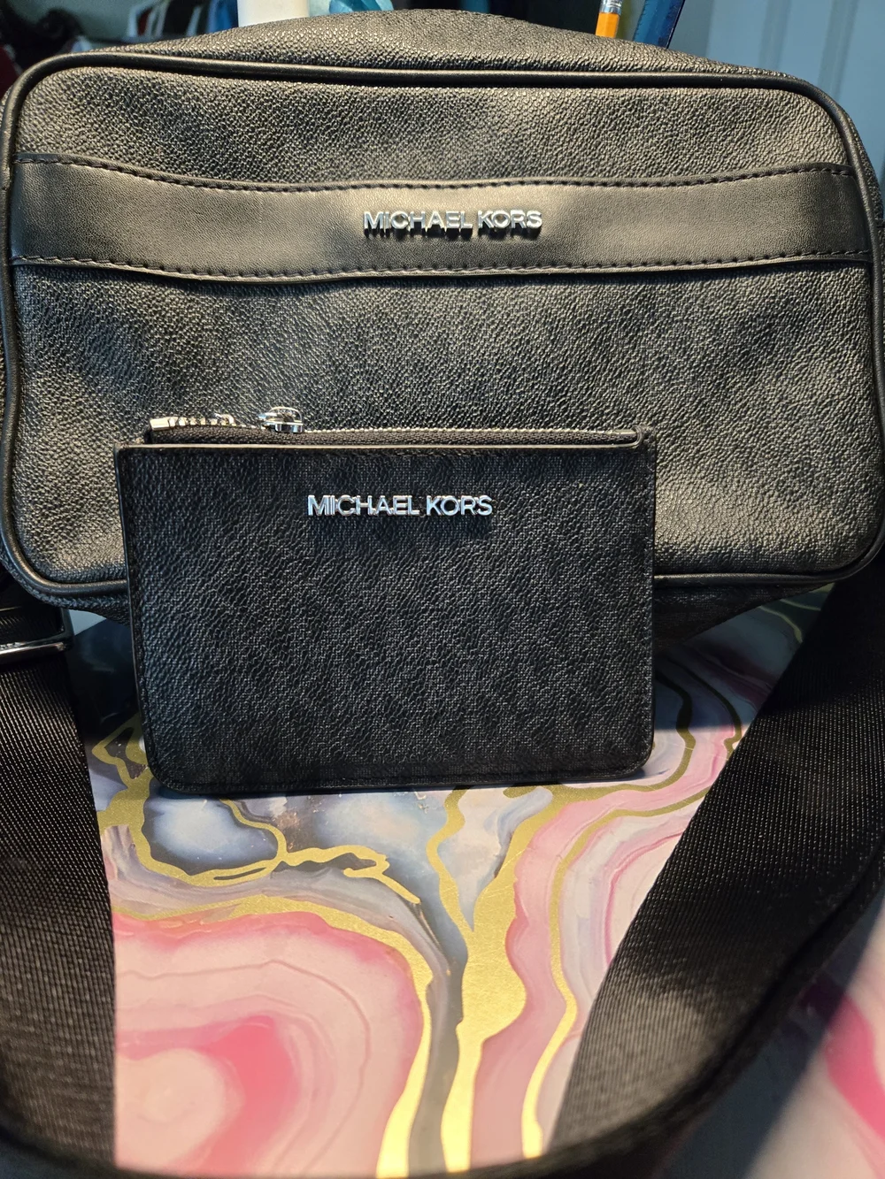 Michael Kors Black Leather Crossbody Belt Bag